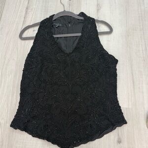 J Kara Black Beaded Women's Blouse